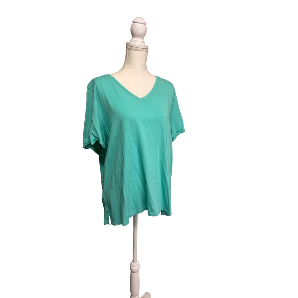 Belle by‎ Kim Gravel, V-neck T-shirt, Seafoam Green, Women's, Size XL - Picture 2 of 4
